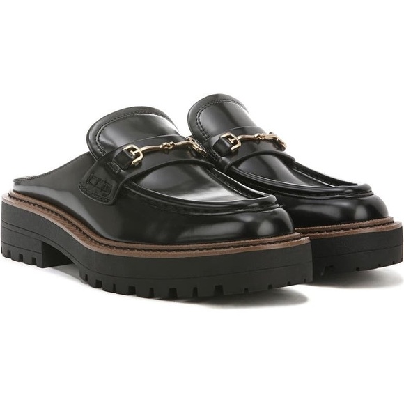 SOLD!! Sam Edelman Black Lennon Lug Sole Buckle Mule Loafer size 6 - Picture 5 of 14